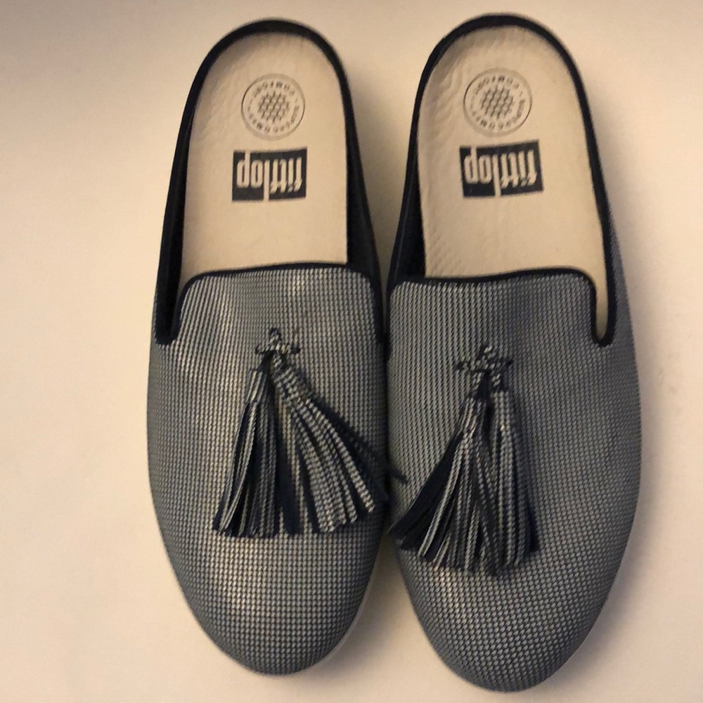 Fitflop navy and white slip on shoe